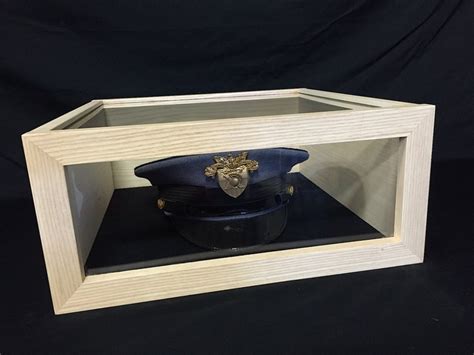 military metal hat box|display case for military cap.